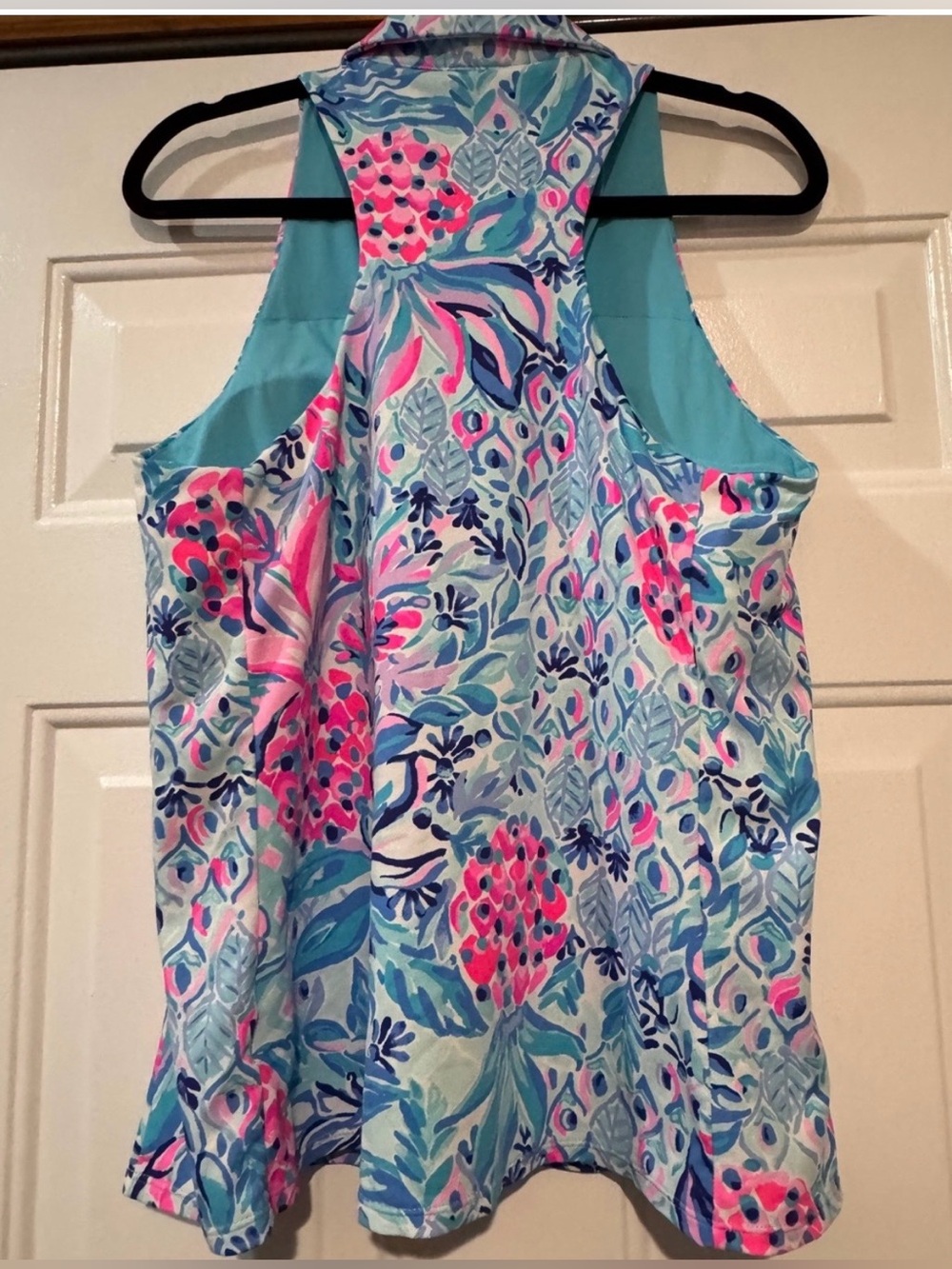 LILLY PULITZER EUC Luxletic Lakelyn Bra Polo Top Zanzibar Blue Party Princess XL - Picture 3 of 5